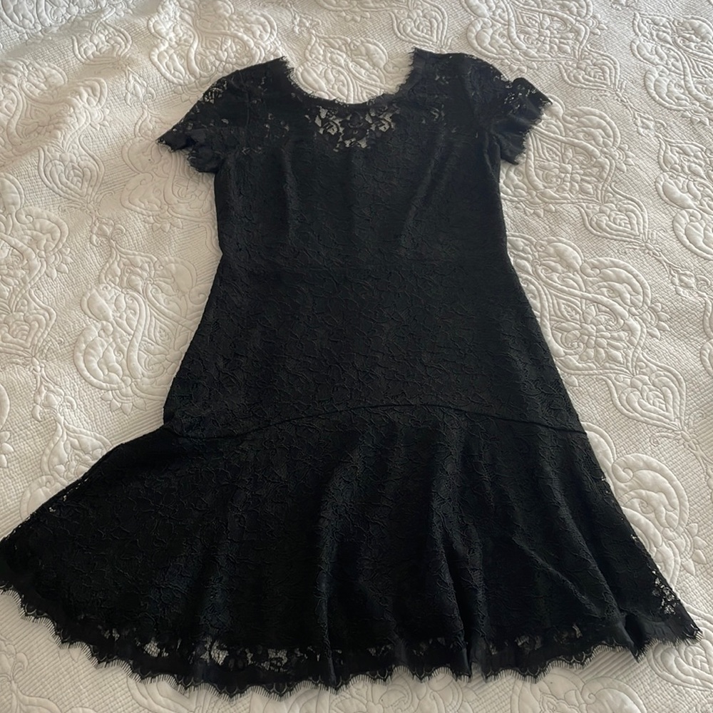 DVF black lace cocktail dress size 12